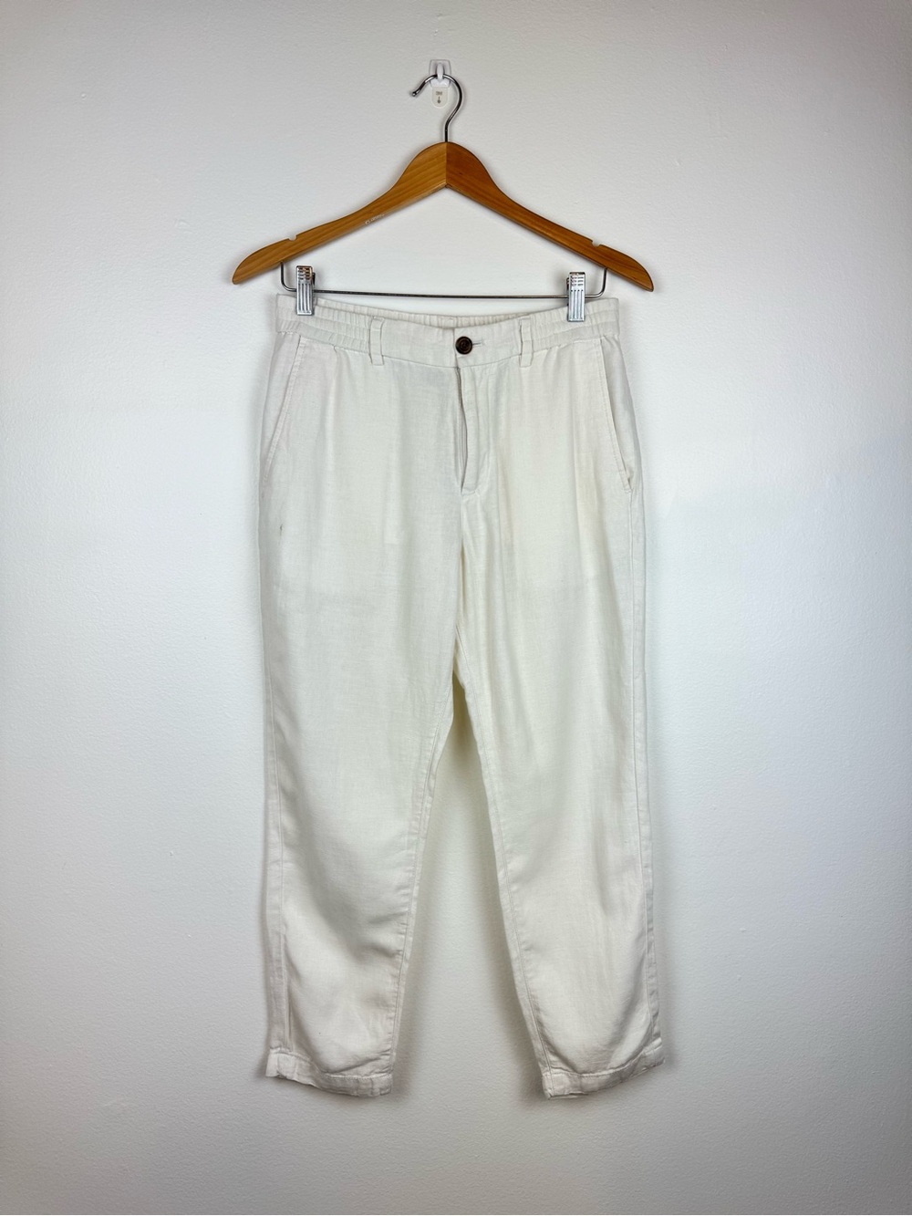 Banana Republic Men White Athletic Linen Cotton Petite Ankle Pants size 28x2